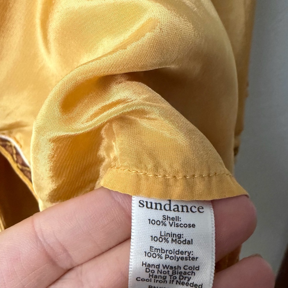 Sundance Golden Hopes Tunic Yellow Embroidered Bird Top Size XL - Picture 5 of 8